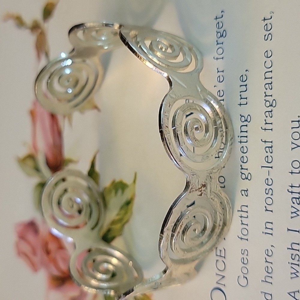 .925 Sterling Coil Open Back Handcrafted Cuff Bracelet